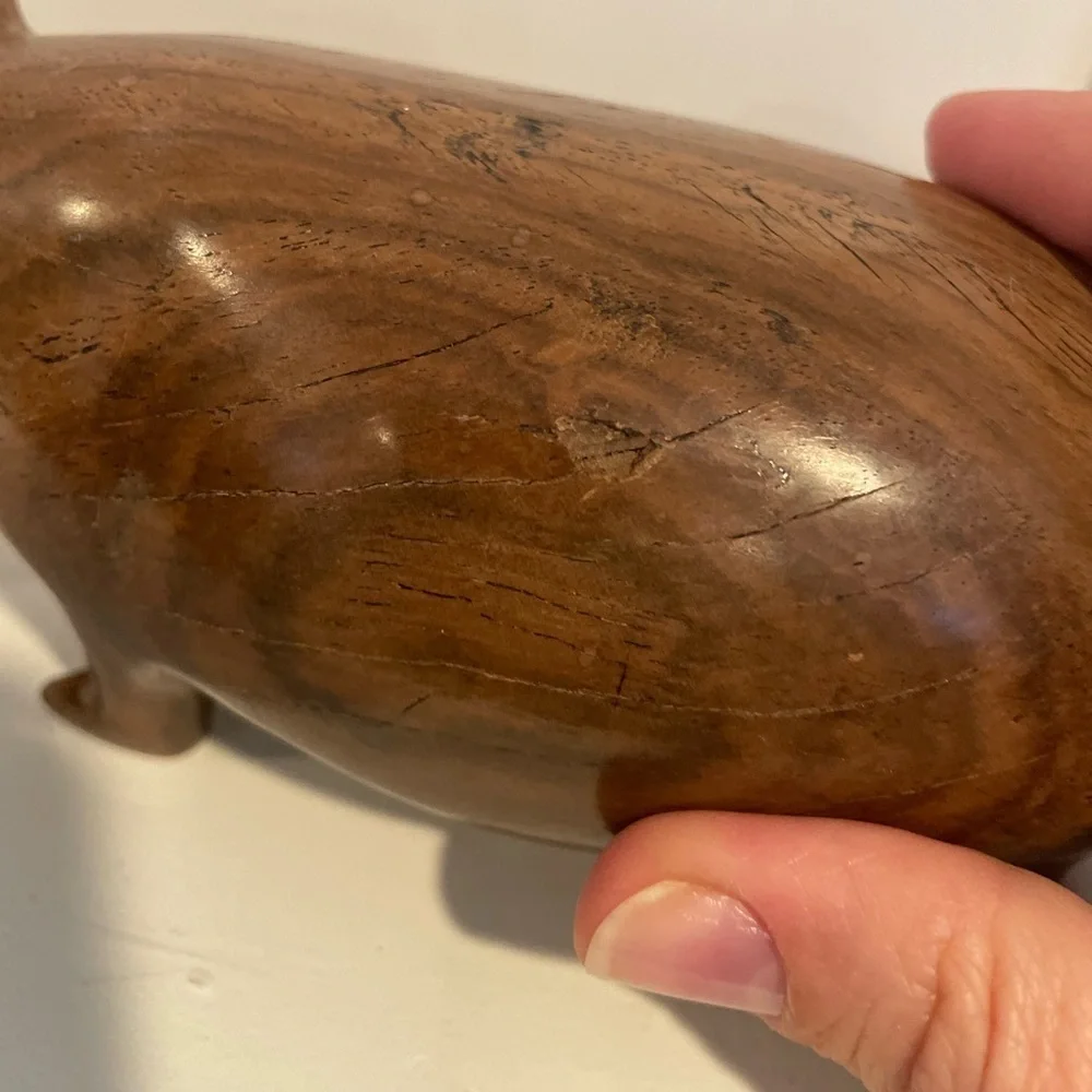 Hand Carved Wood African Hippopotamus Decor Object